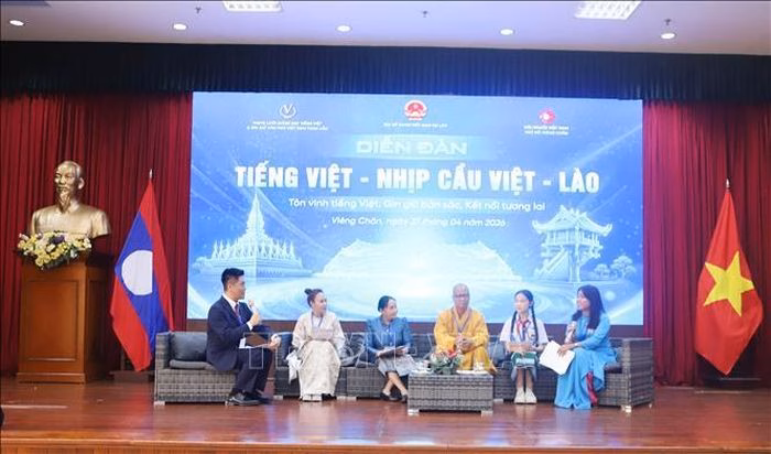 Diễn đàn "Tiếng Việt: Nhịp cầu Việt - Lào" là minh chứng cho khát vọng gắn kết thông qua ngôn ngữ. Ảnh: Xuân Tú/PV TTXVN tại Lào