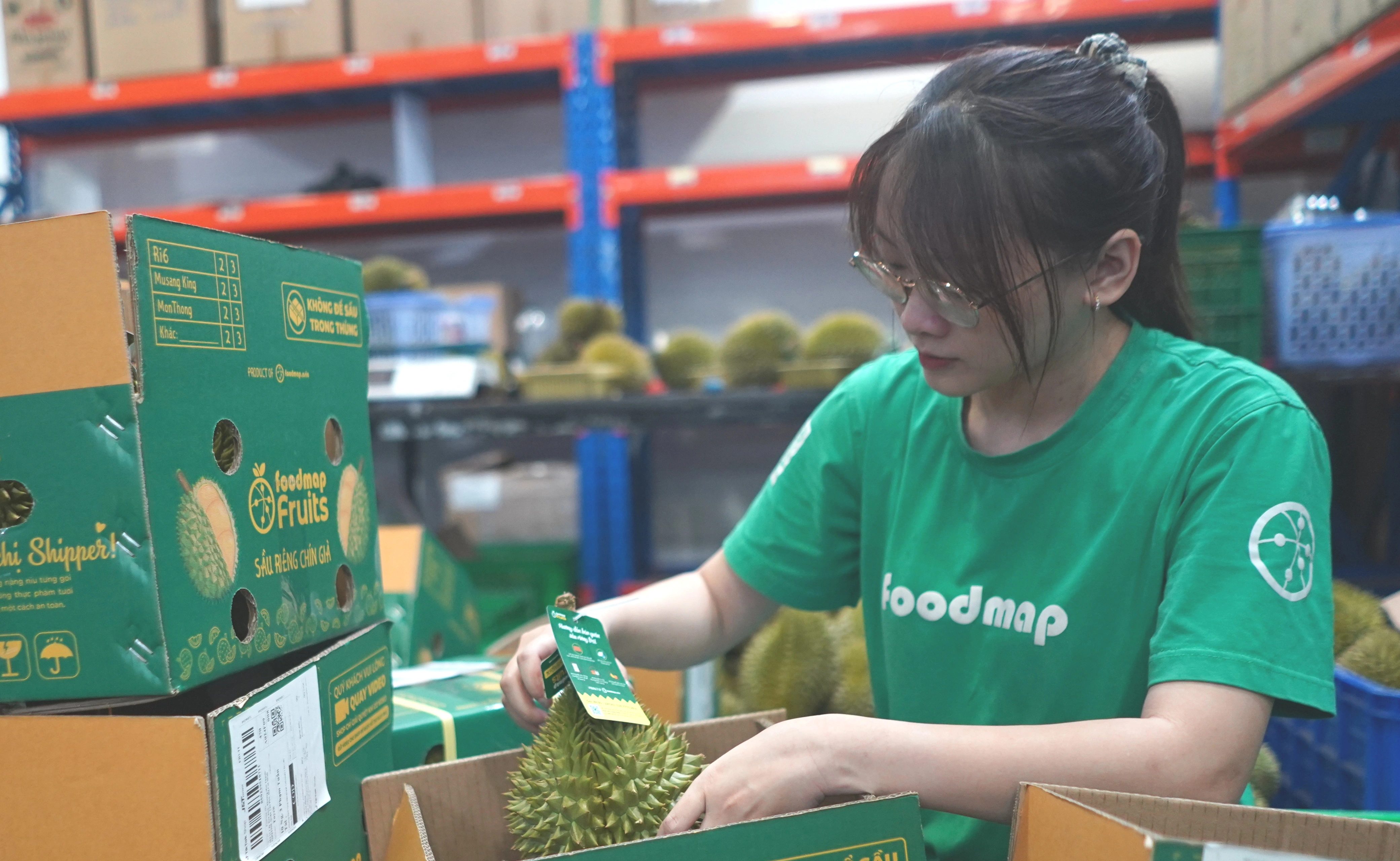 Sầu riêng được kiểm tra kỹ, đóng gói cẩn thận trước khi giao đến tay khách (Ảnh: Huân Trần).